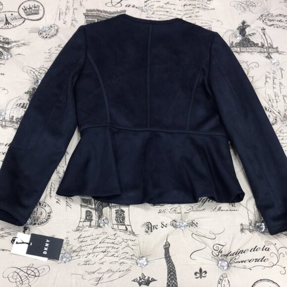 Dkny Faux-Suede Zip-Front Peplum Jacket - Picture 5 of 8